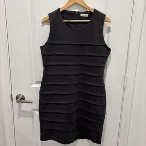 Calvin Klein Sheath Dress Women Gray Sleeveless Knit (estimated US 12) Career